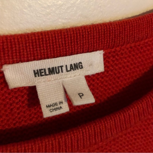 Helmut Lang Red Sweater Long Sleeve P Ribbed Wool Mixed Petite - Picture 2 of 6